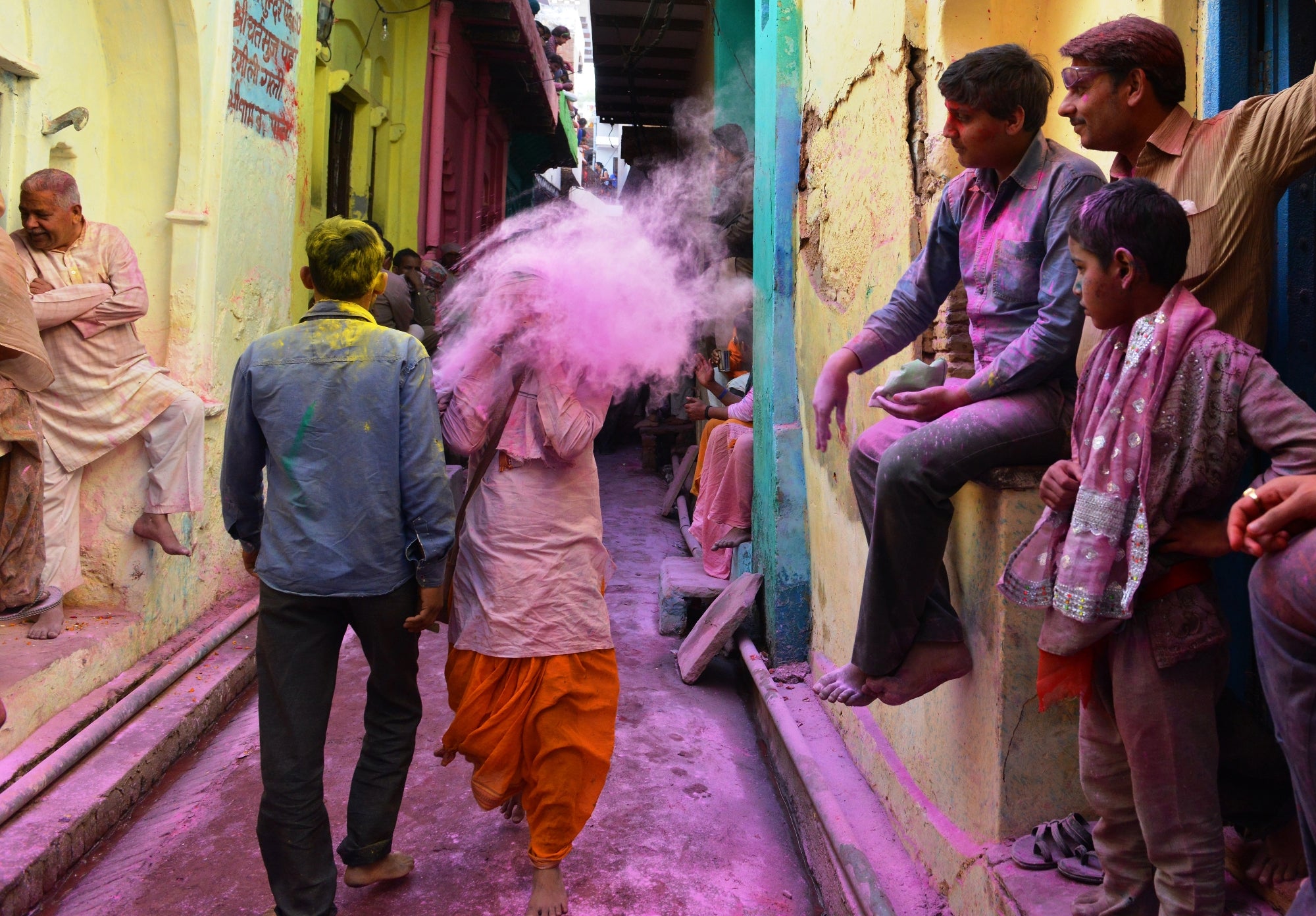 Cloud of color dust in the alley